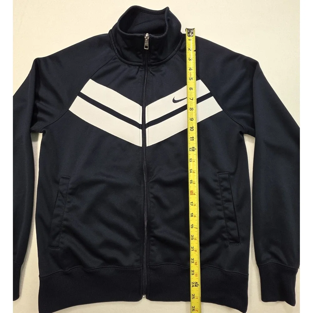 Nike Jacket Mens‎ M Blue White Track Pockets Full Zip Long Sleeve Mid Weight